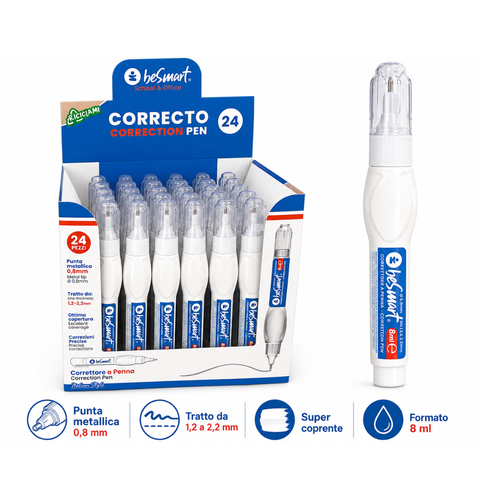 Correttore a penna 8 ml in display box da 24px Be Smart