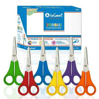 FORBICI CENTRIMETRATE 6 COLORI ASSORTITI IN DISPLAY BOX DA 24 Pz BE SMART - BeSmart School & Office