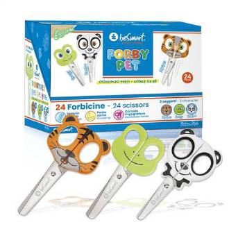 FORBICI FORBY PET IN ACCIAIO 3 COLORI ASS. IN DISPLAY BOX DA 24 Pz BE SMART - BeSmart School & Office