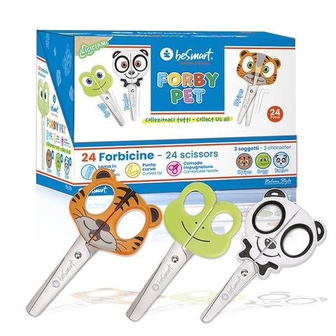 Forbici Forby Pet in acciaio 3 colori assortiti in display box da 24 pezzi Be Smart