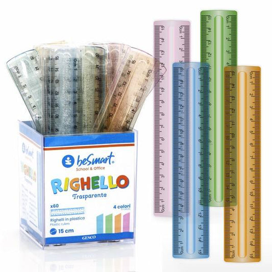 Righello 15 cm in PVC box da 4 colori assortiti Be Smart