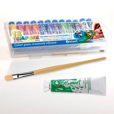 Box 12 tubi tempere gouache 10 ml Be Smart