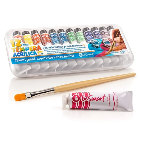 Box 12 tubi tempera acrilica 10 ml Be Smart