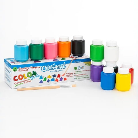 Box 12 vasetti di tempera 60 ml colori assortiti Be Smart