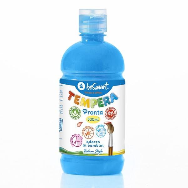 Tempera pronta 500 ml blu cyan Be Smart