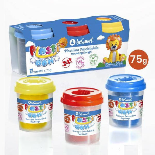Tris Plasti-Doh 75grx3 azzurro-rosso-giallo Be Smart