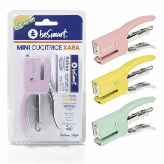 MINI CUCITRICE XARA P/10 4 COLORI PASTEL ASSORTITI IN BLISTER BE SMART - BeSmart School & Office