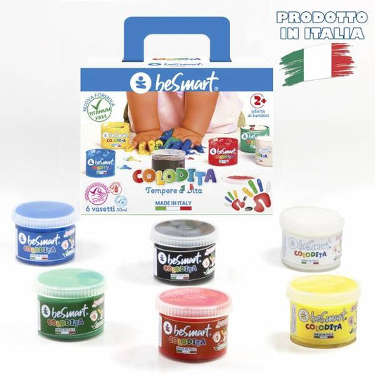 Valigetta 6 vasetti 50 ml colori a dita Be Smart