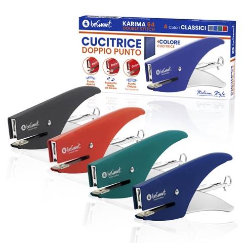 Cucitrice karima 64 double stitch 4 colori standard in display da 12 pezzi Be Smart