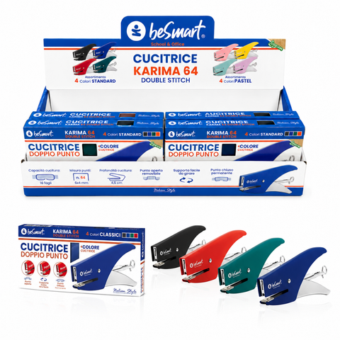 Cucitrice karima 64 double stitch 4 colori standard in display da 12 pezzi Be Smart