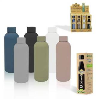 BOTTIGLIA TERMICA 500ML SOFT TOUCH COLORI TENUI DISPLAY DA 12PZ BE SMART - BeSmart School & Office