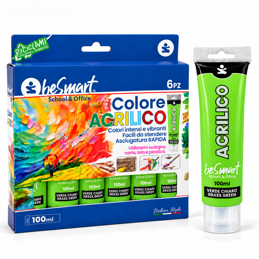 Tempera acrilica verde chiaro 100 ml Be Smart