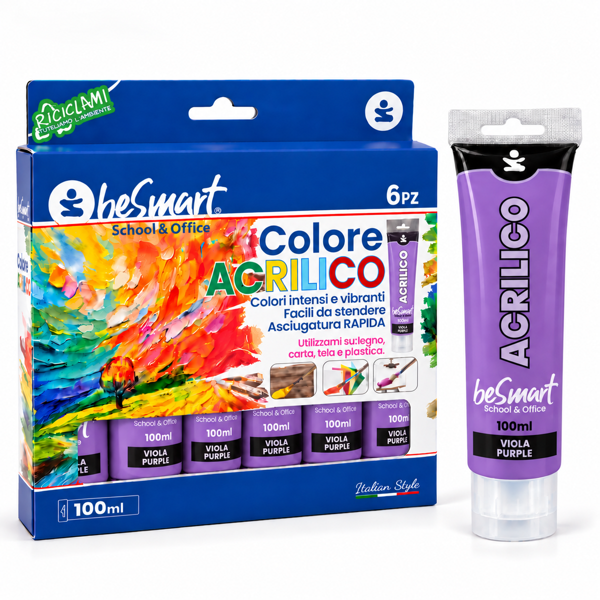Tempera acrilica viola 100 ml Be Smart