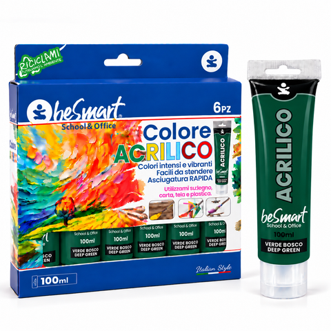 Tempera acrilica verde bosco 100 ml Be Smart