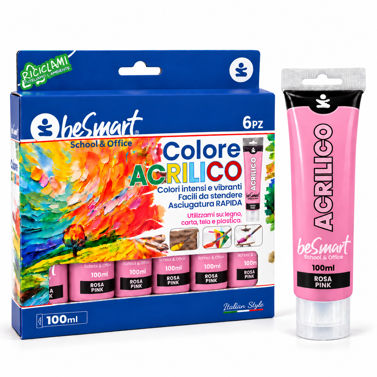 Tempera acrilica rosa 100 ml Be Smart