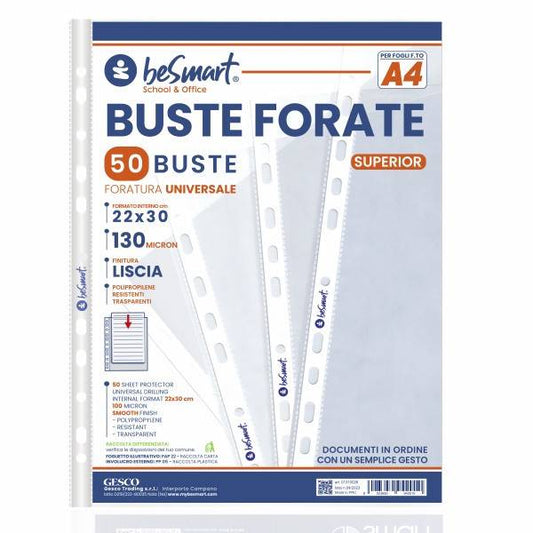 Buste forate superior lisce A4 cf 50 pezzi Be Smart