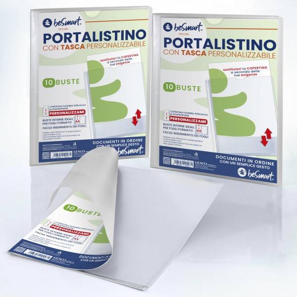 Portalistino 10 fogli personalizzabile Be Smart