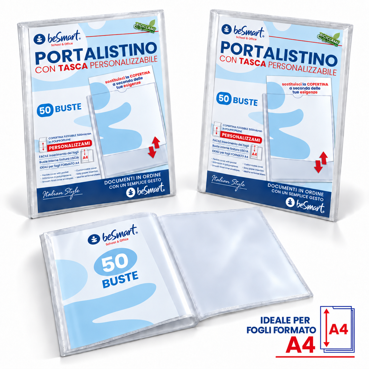 Portalistino 50 fogli personalizzabile Be Smart