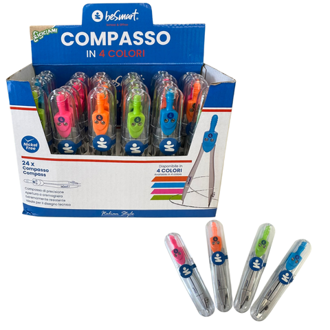 Compasso color 4 cores sortidas em expositor de 24 peças Be Smart