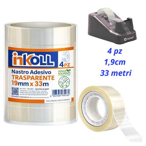 19x33 torre 4 pezzi nastro adesivo trasparente Inkoll