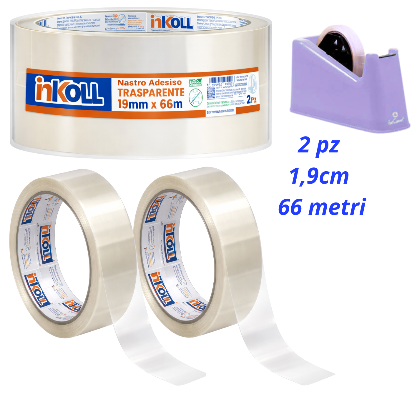 19x66 set 2 pezzi nastro adesivo trasparente Inkoll