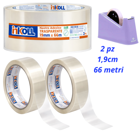 19x66 set 2 pezzi nastro adesivo trasparente Inkoll