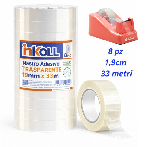 19x33 torre 8 pezzi nastro adesivo trasparente Inkoll
