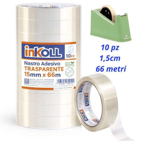 15x66 torre 10 pezzi nastro adesivo trasparente Inkoll