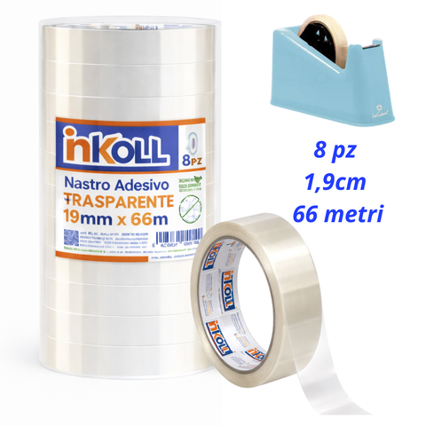 19x66 torre 8 pezzi nastro adesivo trasparente Inkoll