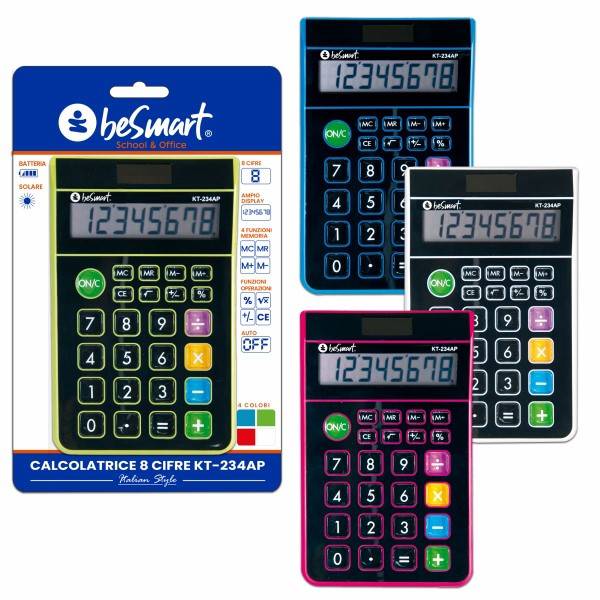 Calcolatrice hybrid power big 4 colori assortiti Be Smart