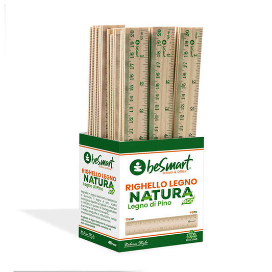 Righello 15 cm in legno in drum da 48 pezzi Be Smart