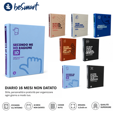 Diario Agenda 16 Mesi Evolution Be Smart con Stickers – 11,5x16 cm, Cover in PU