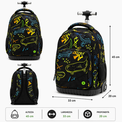 Premium Skate BeSmart Trolley Backpack 45x33x20 cm | School backpack with wheels for stationers