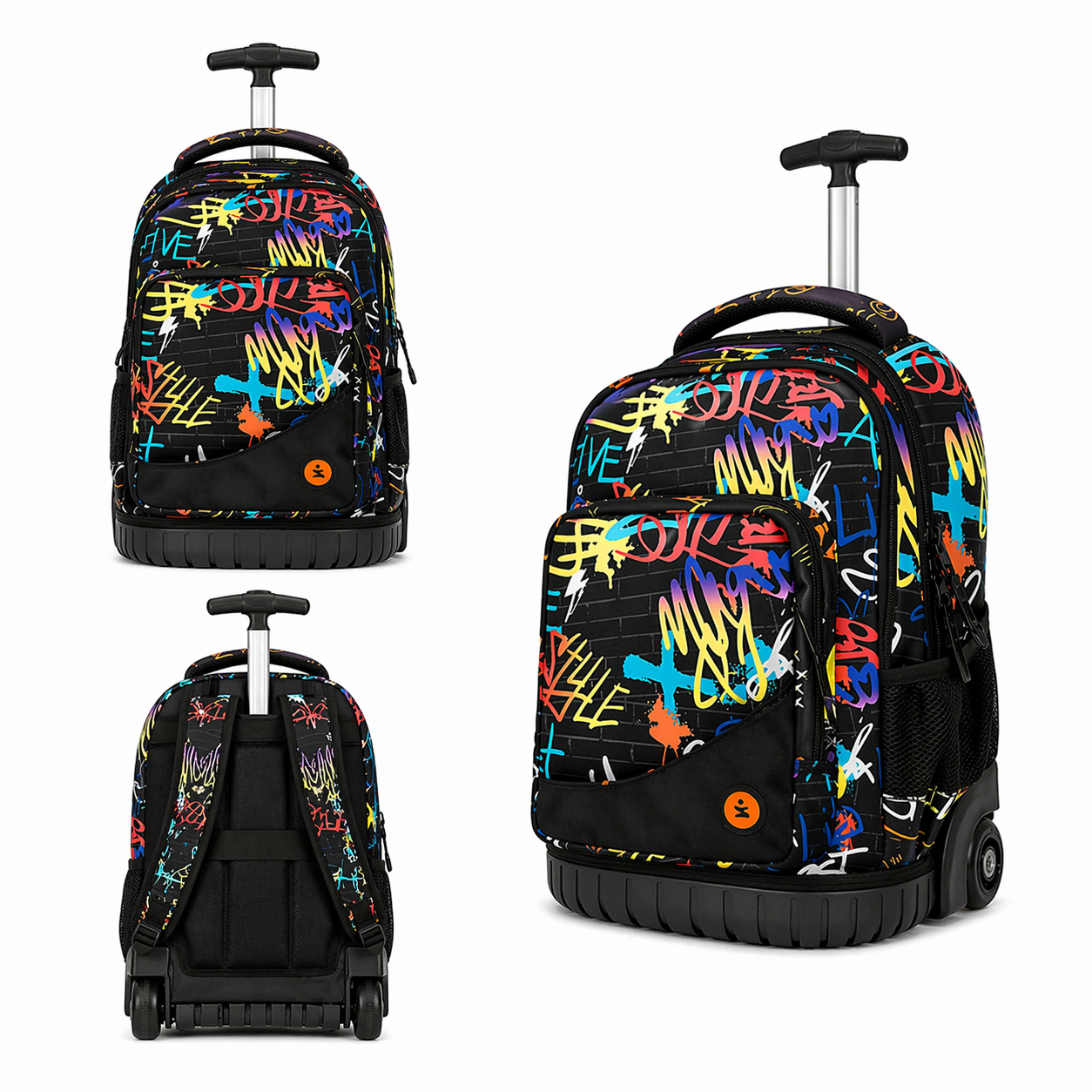 Zaino Trolley Premium Spray Art BeSmart 45x33x20 cm | Zaino scuola con ruote organizzato per cartolerie