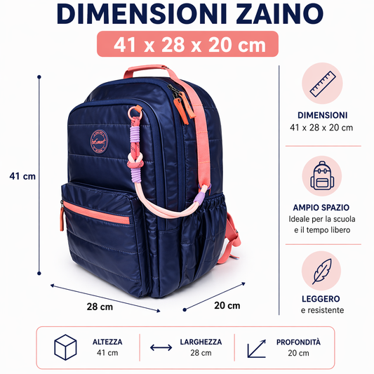 Zaino Softly Blue BeSmart 41x28x20 cm | Zaino scuola leggero per cartolerie e forniture