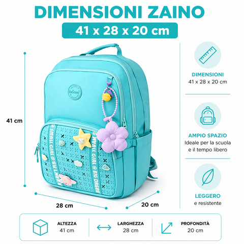 Smarty Pin Acquamarine BeSmart Backpack 41x28x20 cm | Customizable school backpack for stationery shops
