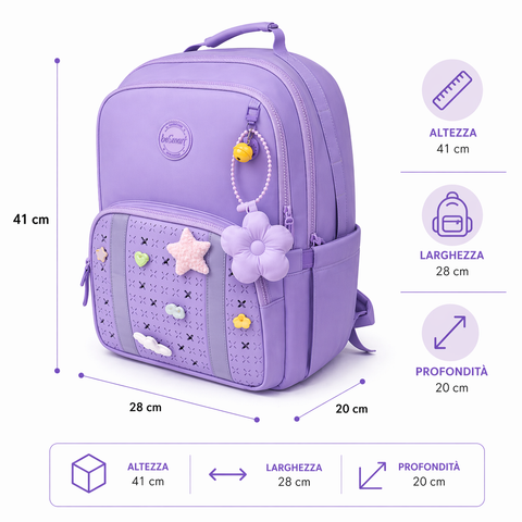 Smarty Pin Lilac Backpack BeSmart 41x28x20 cm | Customizable school backpack for stationers and suppliers