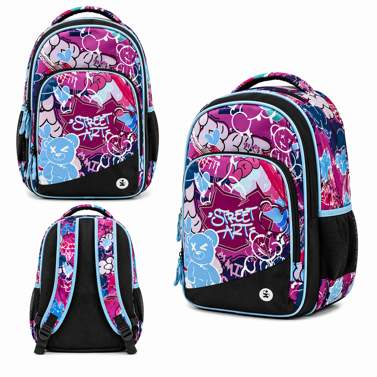 Zaino Premium Organizzato Street Art BeSmart 43x31x20 cm | Zaino scuola capiente per cartolerie