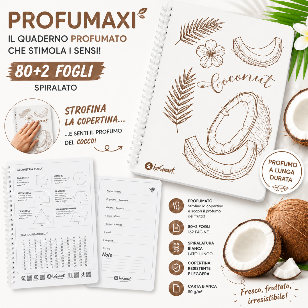 Quaderno Spiralato Profumaxi A4 4mm Sweet Fruit BeSmart 80 Fogli | Forniture cartolerie