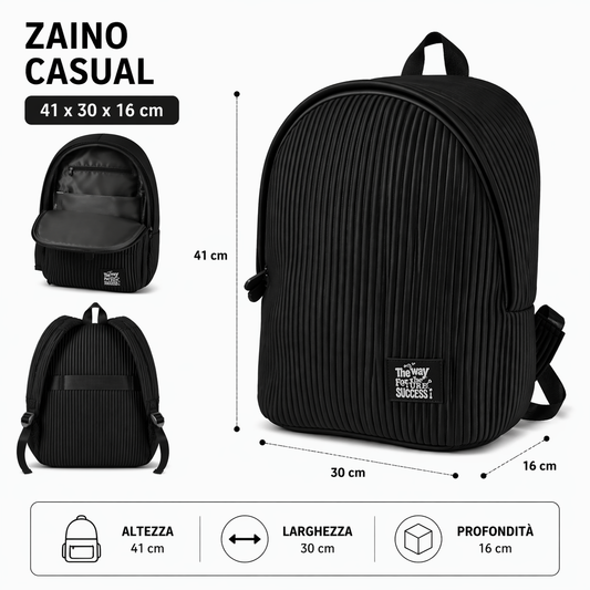 Zaino Fusion 1 Scomparto Nero-Grigio BeSmart 41x30x16 cm | Zaino scuola pratico per cartolerie e forniture