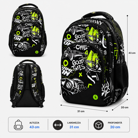 Premium Organized Game On BeSmart Backpack 43x31x20 cm | Spacious school backpack for stationery