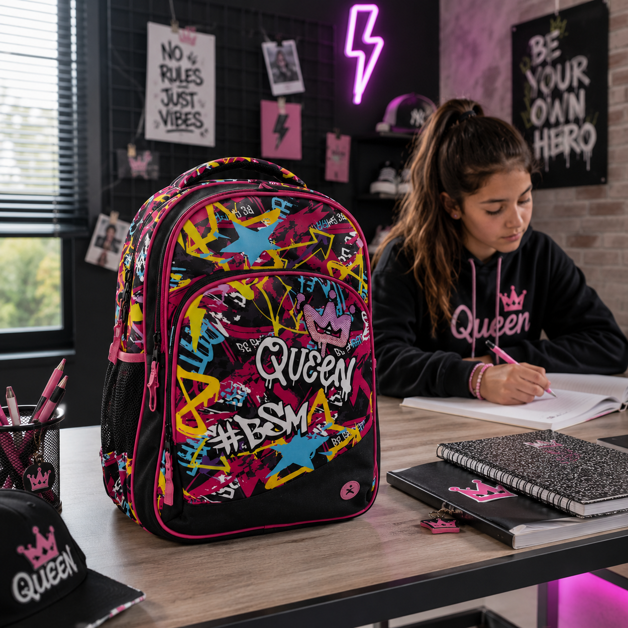 Zaino Premium Organizzato Queen BeSmart 43x31x20 cm | Zaino scuola capiente per cartolerie