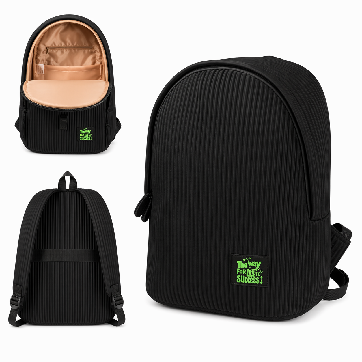 Zaino Fusion 1 Scomparto Nero-Verde BeSmart 41x30x16 cm | Zaino scuola moderno per cartolerie e forniture