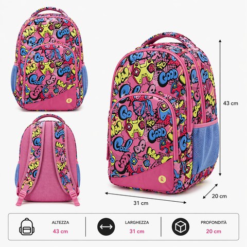 Premium Organized Backpack WOW BeSmart 43x31x20 cm | Spacious school backpack for stationery