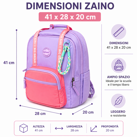 Sweety Lilac BeSmart Backpack 41x28x20 cm | Elementary school backpack for stationery and supplies