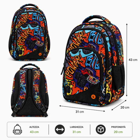 Premium Organized Backpack Monster Car BeSmart 43x31x20 cm | Spacious school backpack for stationery