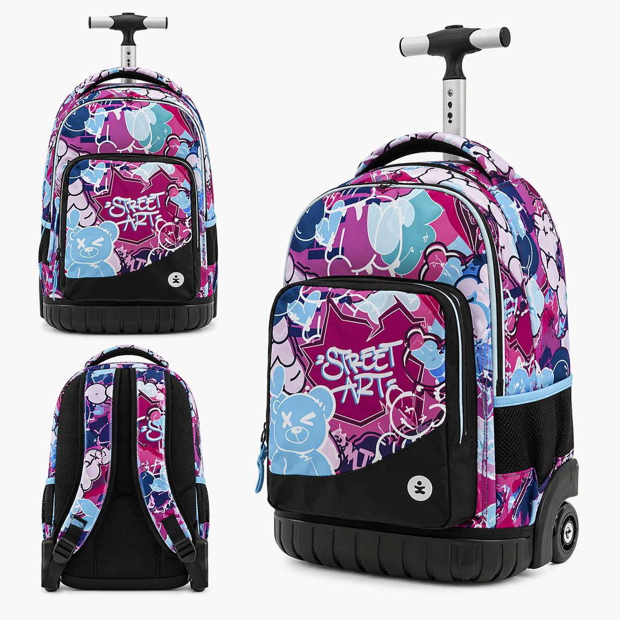 Zaino Trolley Premium Street Art BeSmart 45x33x20 cm | Zaino scuola con ruote per cartolerie
