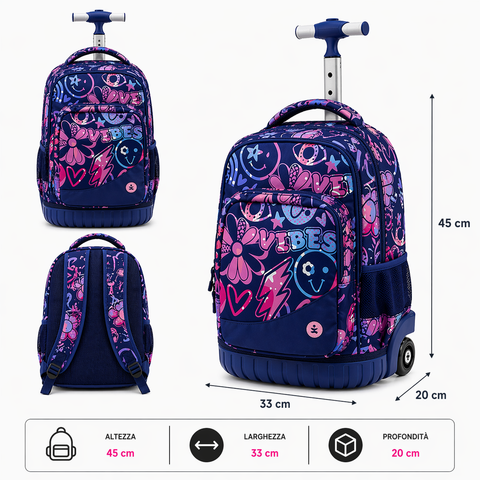 Premium Vibes Trolley Backpack BeSmart 45x33x20 cm | School backpack with wheels for stationery shops