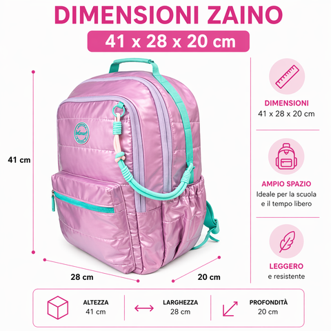 Softly Lilac BeSmart Backpack 41x28x20 cm | Practical school backpack for stationers and supplies
