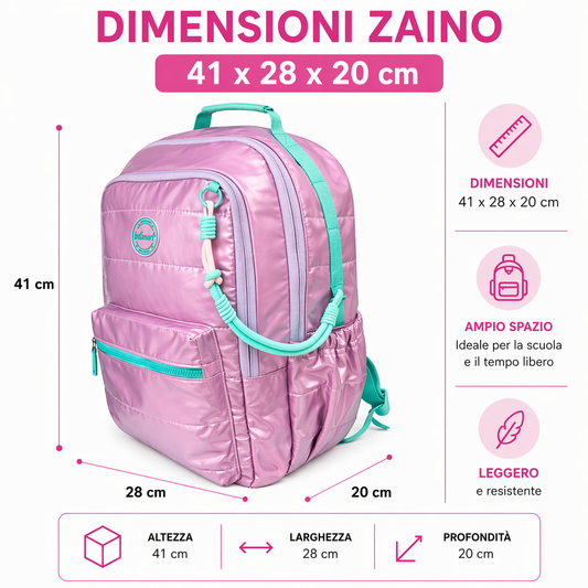 Zaino Softly Lilla BeSmart 41x28x20 cm | Zaino scuola pratico per cartolerie e forniture